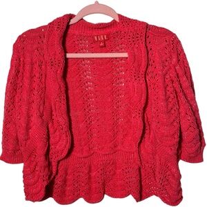 Elle Women's Bright Coral Sparkling Shrug/Cardigan Sweater Sz XLarge